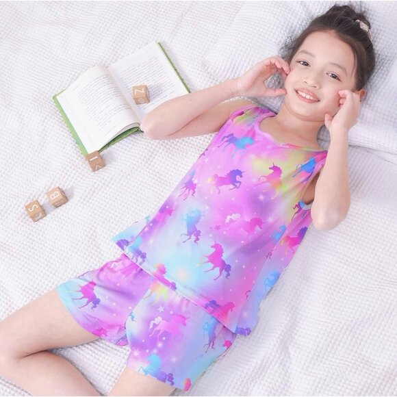 Unicorn Pajamas Sleepwear Tank & Short Pant Youth Girl Size 14-15Y - Picture 4 of 8